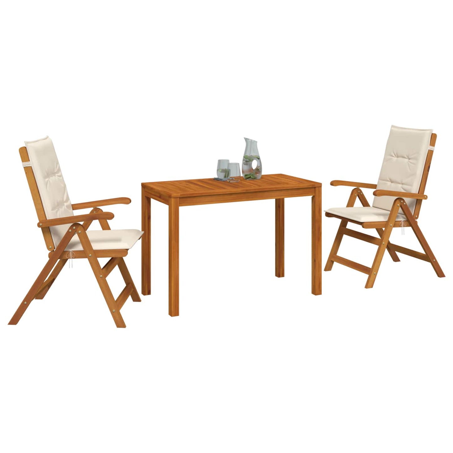3-Piece Garden Dining Set Natural Solid Acacia Wood