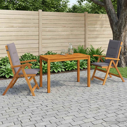 3-Piece Garden Dining Set Natural Solid Acacia Wood