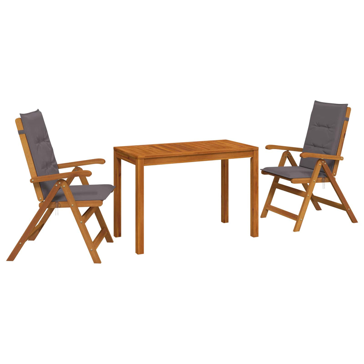 3-Piece Garden Dining Set Natural Solid Acacia Wood