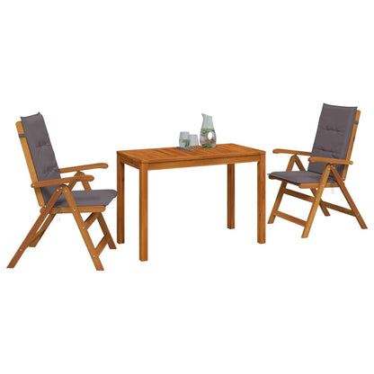 3-Piece Garden Dining Set Natural Solid Acacia Wood