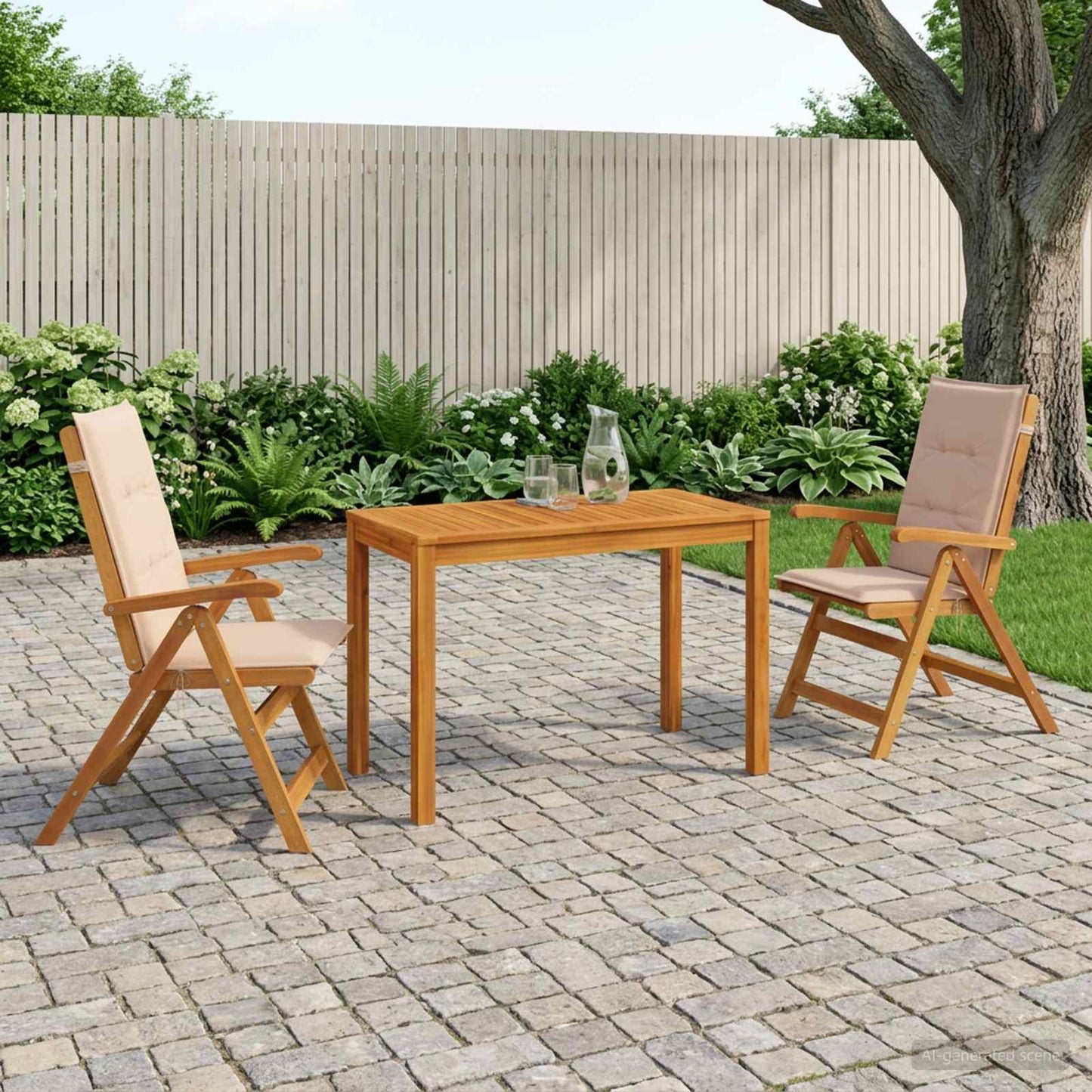 3-Piece Garden Dining Set Natural Solid Acacia Wood