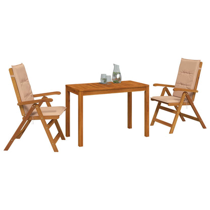 3-Piece Garden Dining Set Natural Solid Acacia Wood