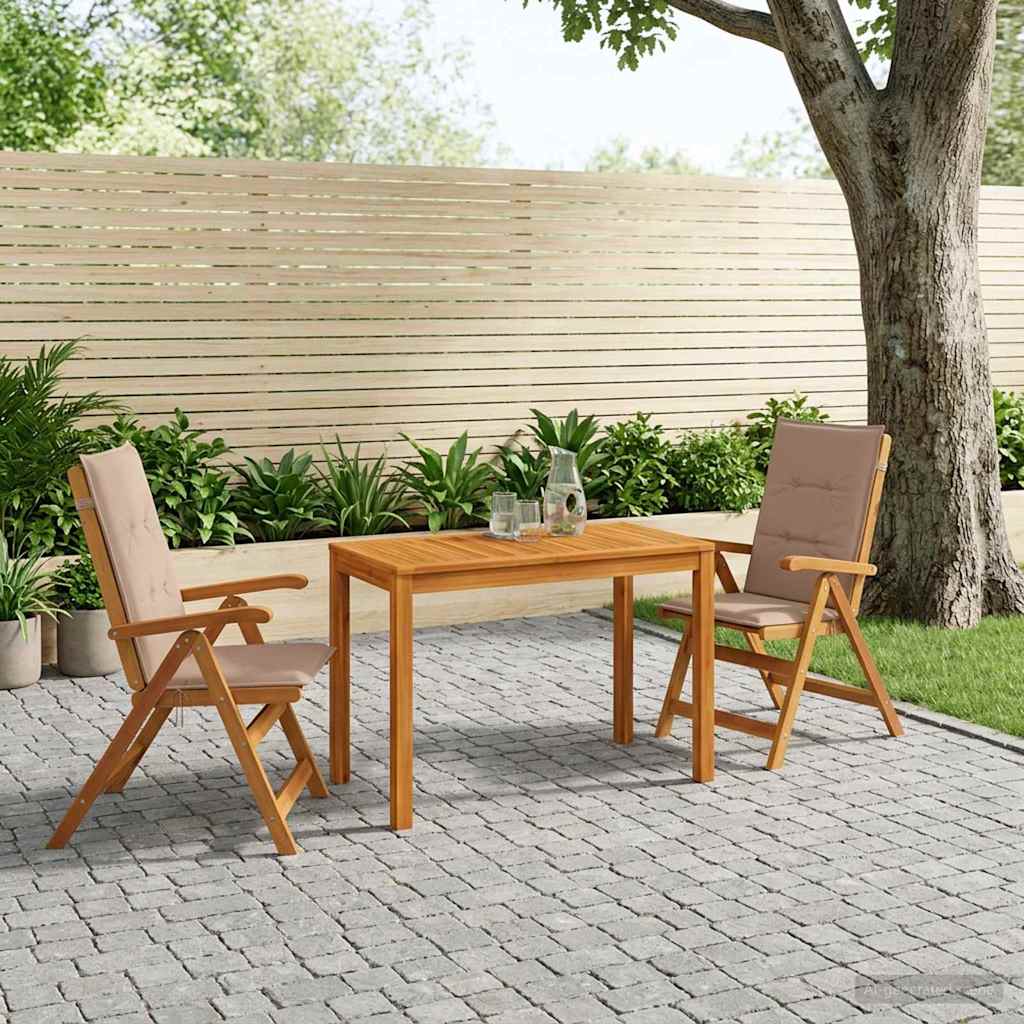 3-Piece Garden Dining Set Natural Solid Acacia Wood
