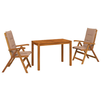 3-Piece Garden Dining Set Natural Solid Acacia Wood