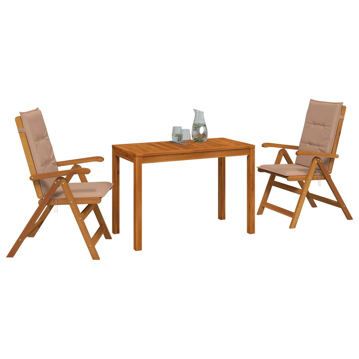 3-Piece Garden Dining Set Natural Solid Acacia Wood
