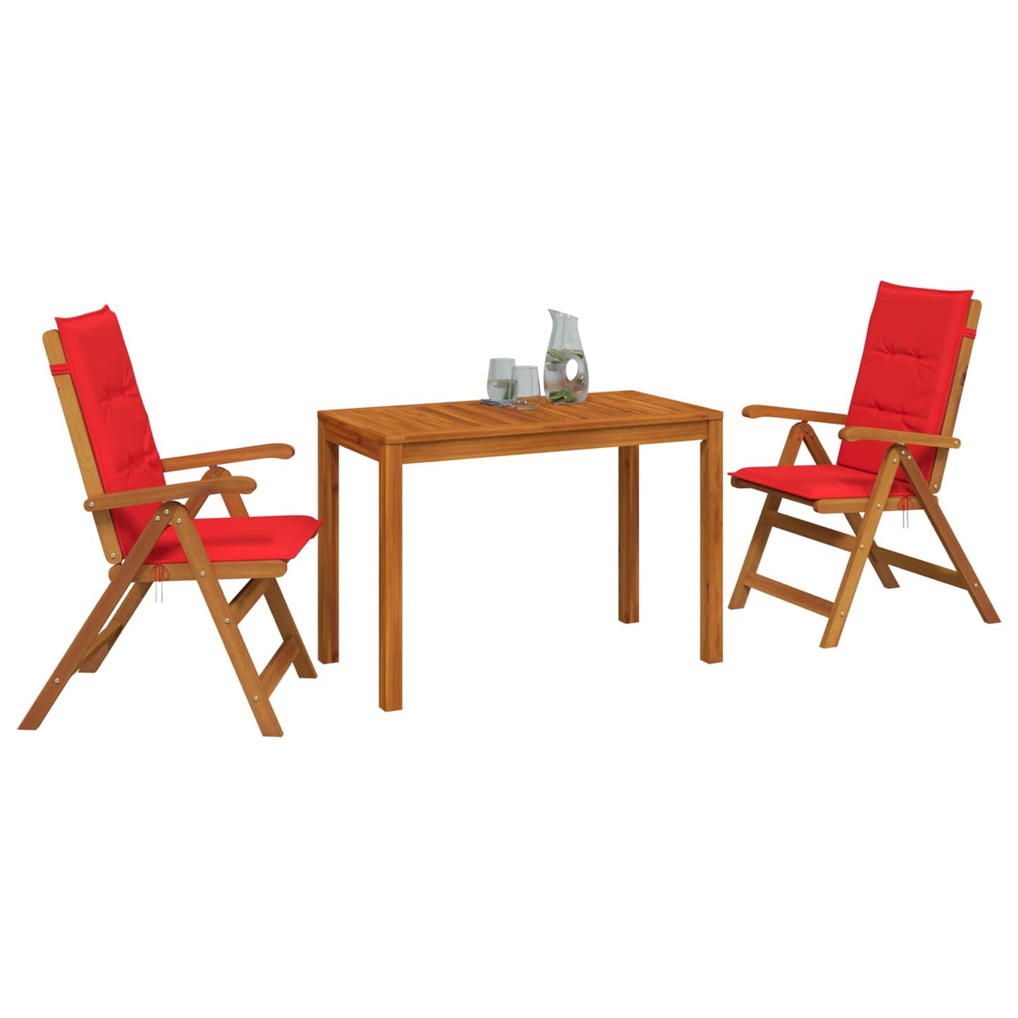 3-Piece Garden Dining Set Natural Solid Acacia Wood
