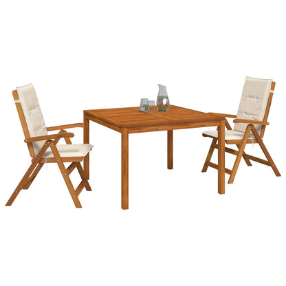 3-Piece Garden Dining Set Natural Solid Acacia Wood