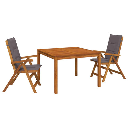 3-Piece Garden Dining Set Natural Solid Acacia Wood