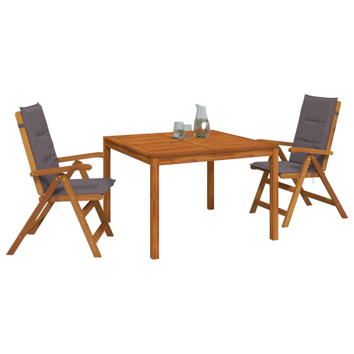 3-Piece Garden Dining Set Natural Solid Acacia Wood