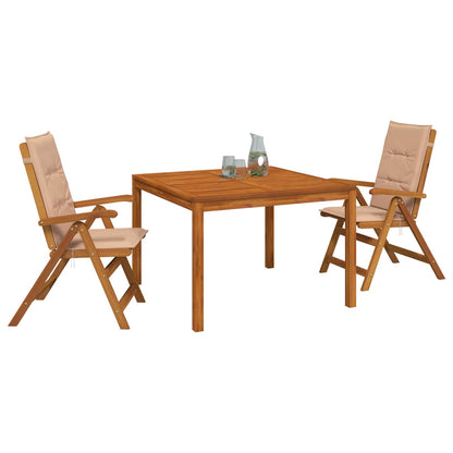 3-Piece Garden Dining Set Natural Solid Acacia Wood
