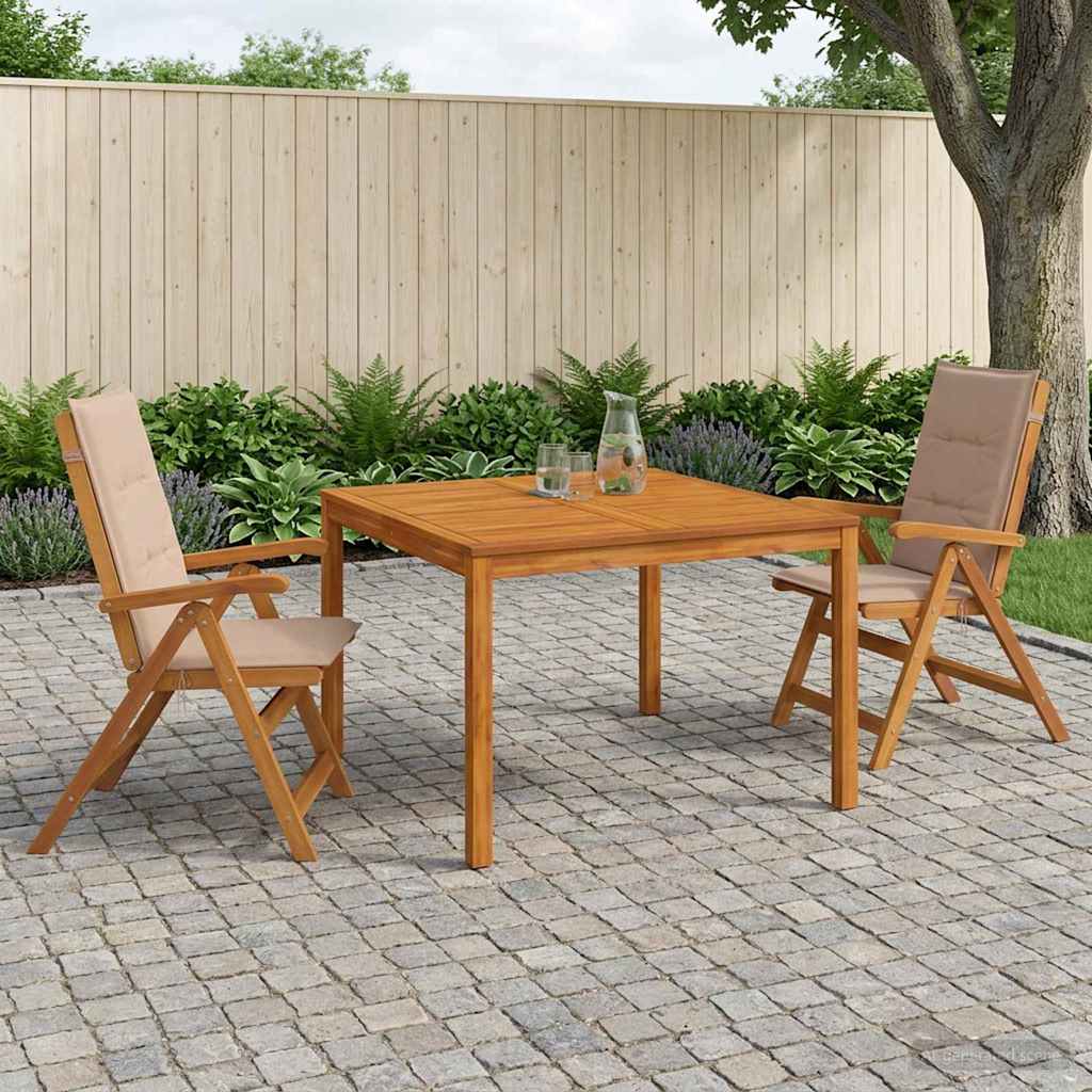 3-Piece Garden Dining Set Natural Solid Acacia Wood