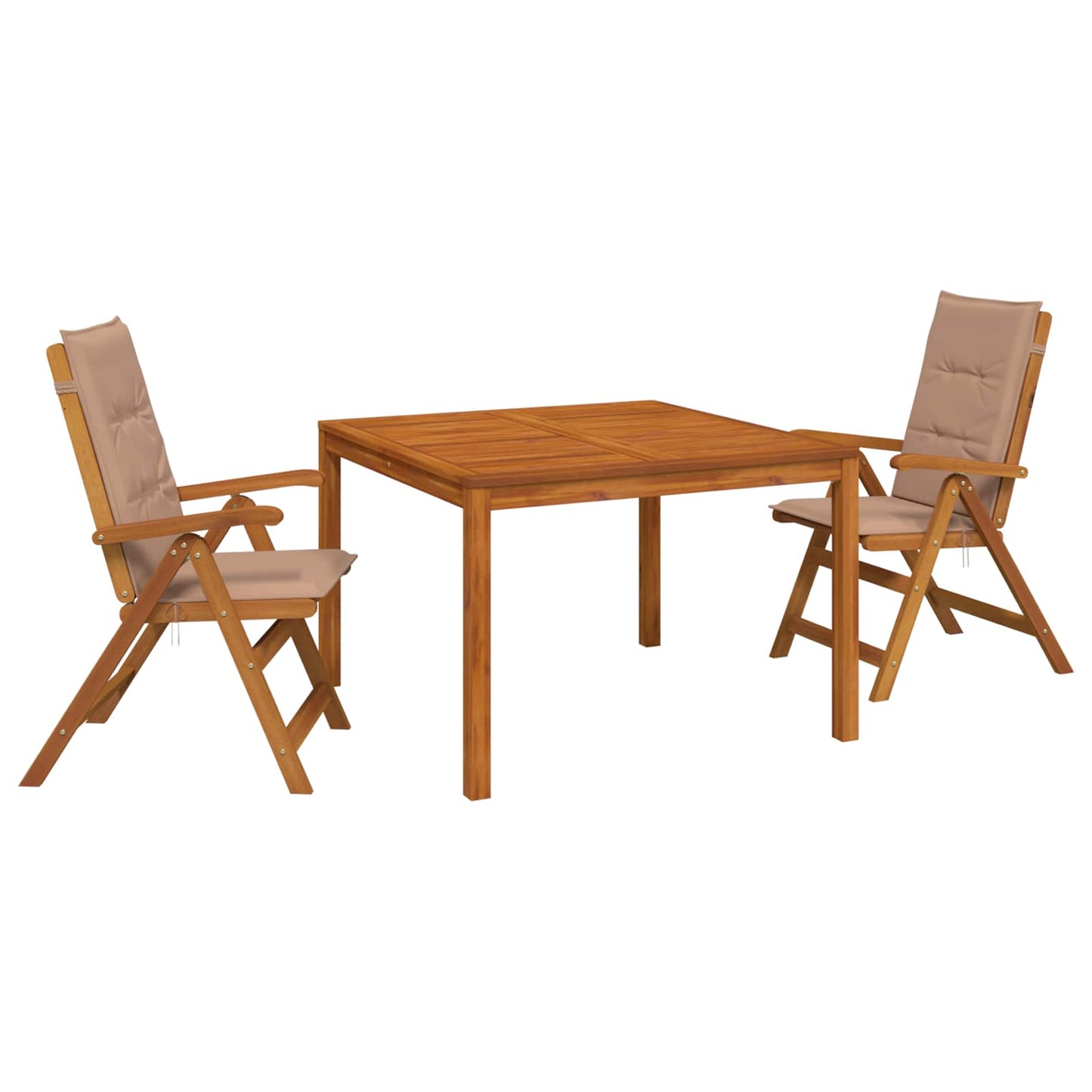 3-Piece Garden Dining Set Natural Solid Acacia Wood