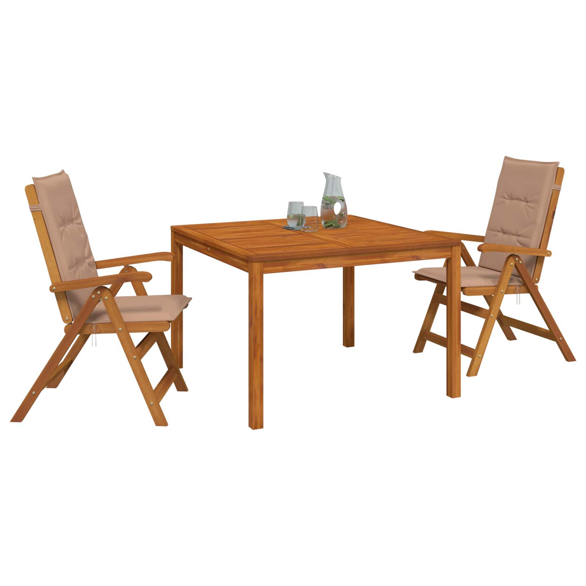 3-Piece Garden Dining Set Natural Solid Acacia Wood
