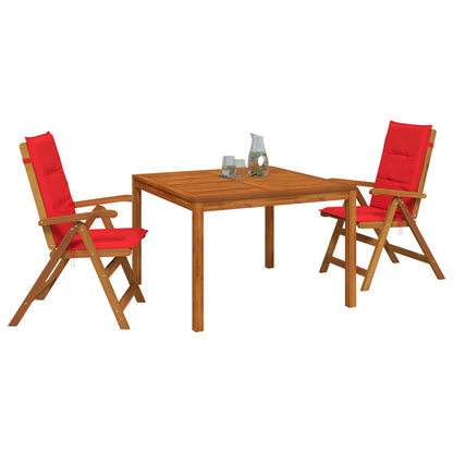 3-Piece Garden Dining Set Natural Solid Acacia Wood