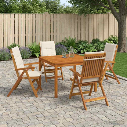 5-Piece Garden Dining Set Natural Solid Acacia Wood