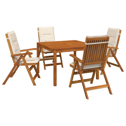 5-Piece Garden Dining Set Natural Solid Acacia Wood