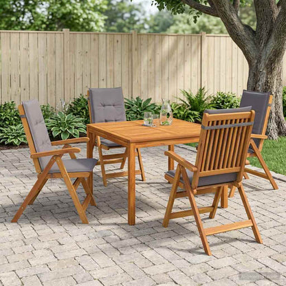 5-Piece Garden Dining Set Natural Solid Acacia Wood