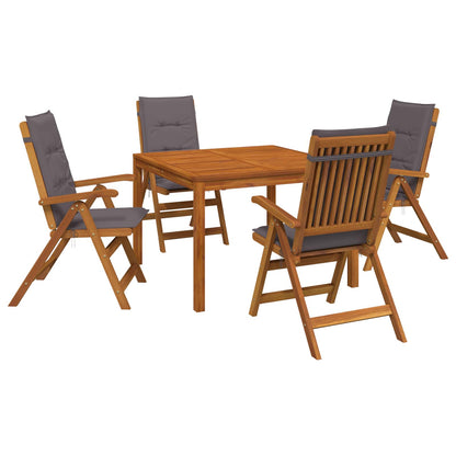 5-Piece Garden Dining Set Natural Solid Acacia Wood