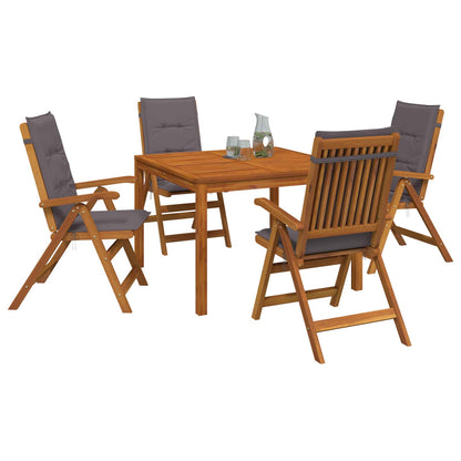 5-Piece Garden Dining Set Natural Solid Acacia Wood