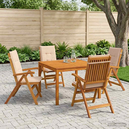 5-Piece Garden Dining Set Natural Solid Acacia Wood