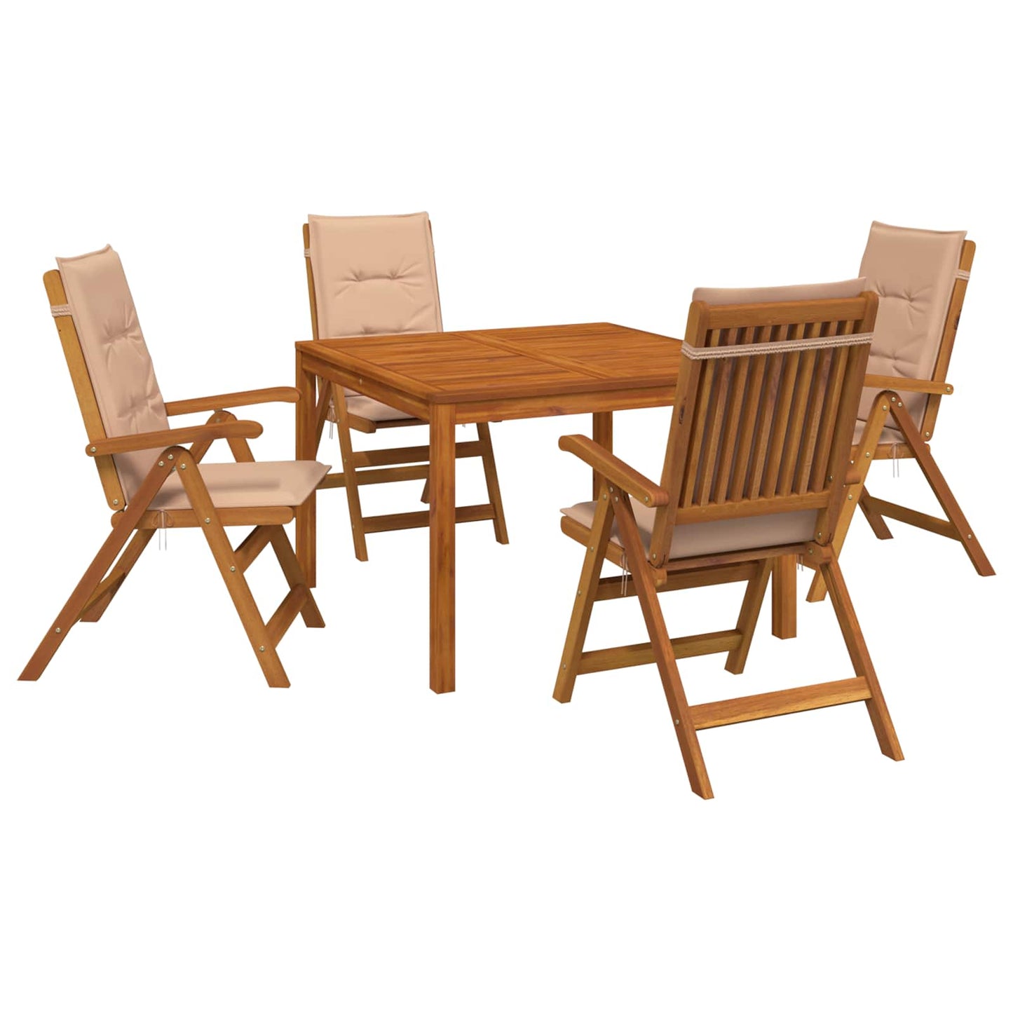 5-Piece Garden Dining Set Natural Solid Acacia Wood