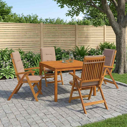 5-Piece Garden Dining Set Natural Solid Acacia Wood