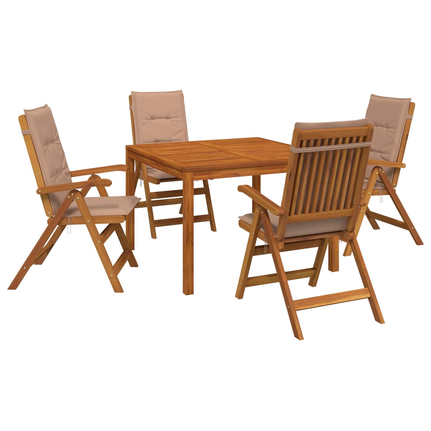 5-Piece Garden Dining Set Natural Solid Acacia Wood