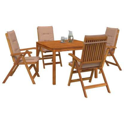 5-Piece Garden Dining Set Natural Solid Acacia Wood