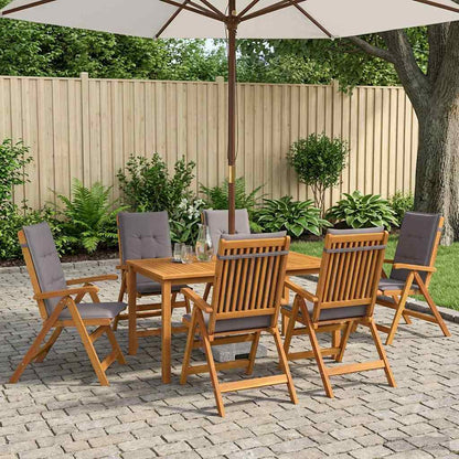 7-Piece Garden Dining Set 6-Seaters Natural Solid Acacia Wood