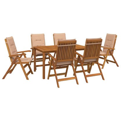 7-Piece Garden Dining Set 6-Seaters Natural Solid Acacia Wood