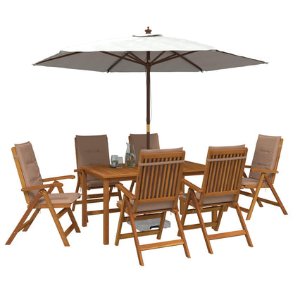 7-Piece Garden Dining Set 6-Seaters Natural Solid Acacia Wood