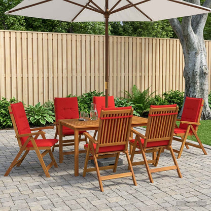 7-Piece Garden Dining Set 6-Seaters Natural Solid Acacia Wood