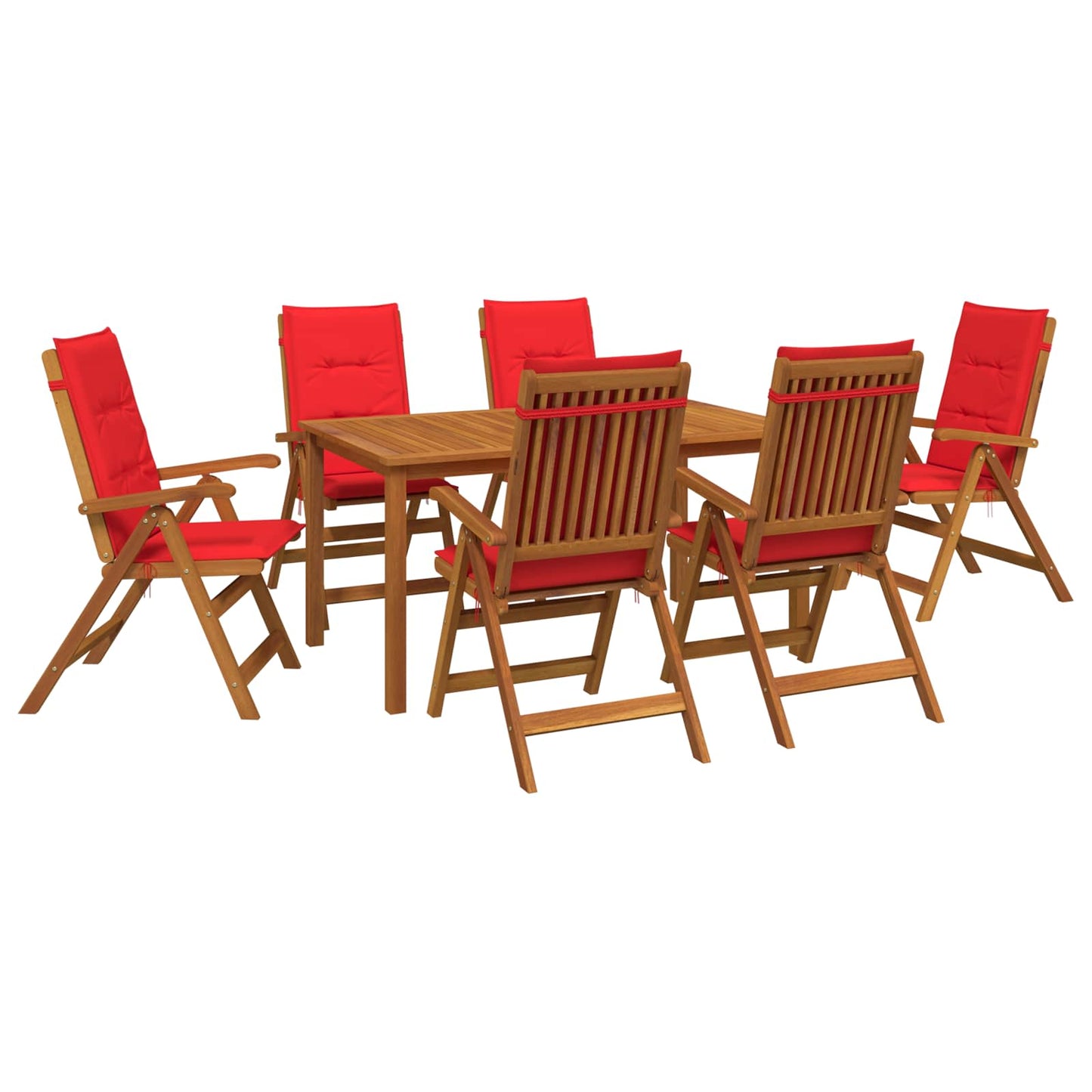 7-Piece Garden Dining Set 6-Seaters Natural Solid Acacia Wood