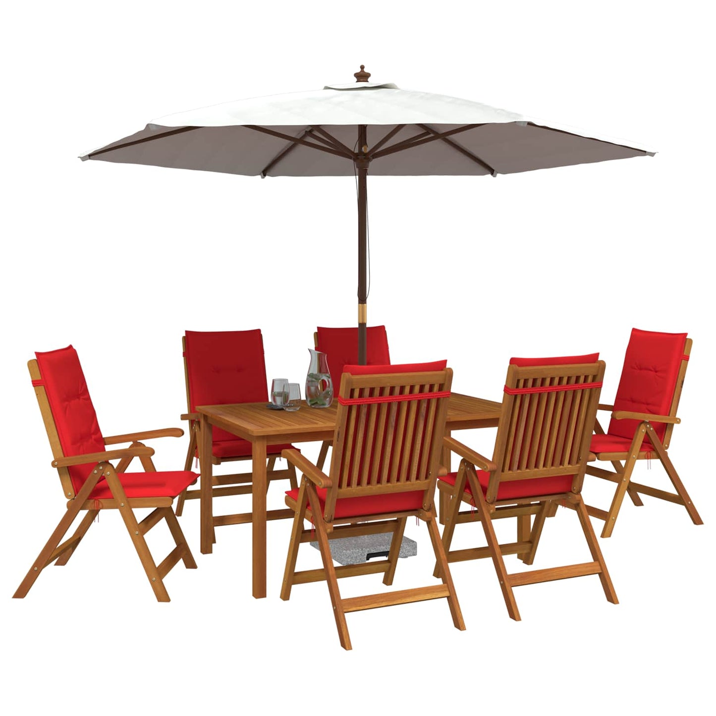 7-Piece Garden Dining Set 6-Seaters Natural Solid Acacia Wood