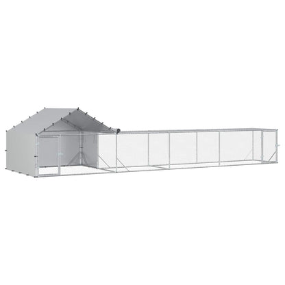 Chicken Coop with Roof and Yard 2 pcs Silver 700 x 200 x 150 cm