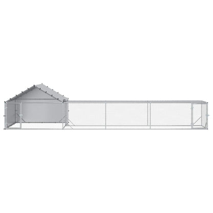 Chicken Coop with Roof and Yard 2 pcs Silver 700 x 200 x 150 cm
