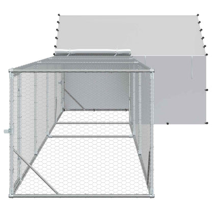 Chicken Coop with Roof and Yard 2 pcs Silver 700 x 200 x 150 cm