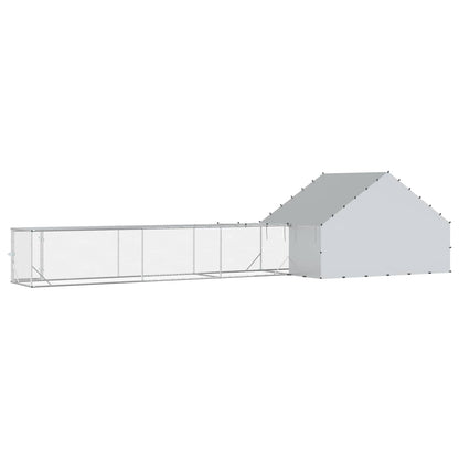 Chicken Coop with Roof and Yard 2 pcs Silver 800 x 200 x 190 cm