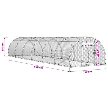 Chicken Coop Silver 600 x 150 x 100 cm Galvanised Steel