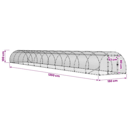 Chicken Coop Silver 1200 x 150 x 100 cm Galvanised Steel