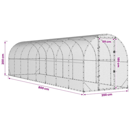 Chicken Coop Silver 800 x 200 x 200 cm Galvanised Steel
