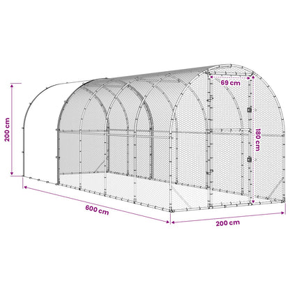 Chicken Coop Silver 600 x 200 x 200 cm Galvanised Steel