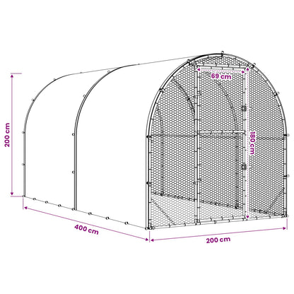 Chicken Coop Silver 400 x 200 x 200 cm Galvanised Steel