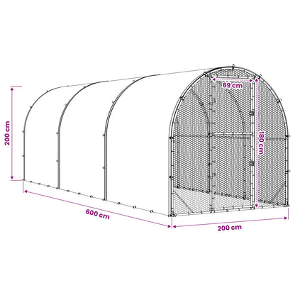 Chicken Coop Silver 600 x 200 x 200 cm Galvanised Steel