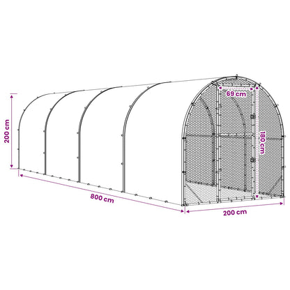 Chicken Coop Silver 800 x 200 x 200 cm Galvanised Steel