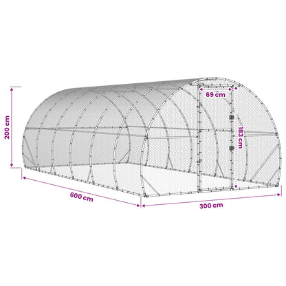 Chicken Coop Silver 600 x 300 x 200 cm Galvanised Steel