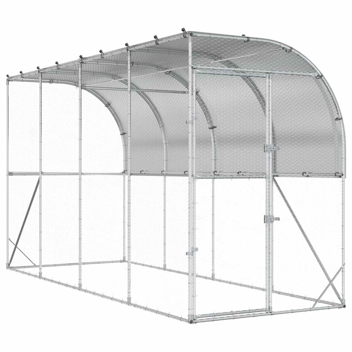 Against Wall Chicken Coop Silver 400 x 100 x 215 cm