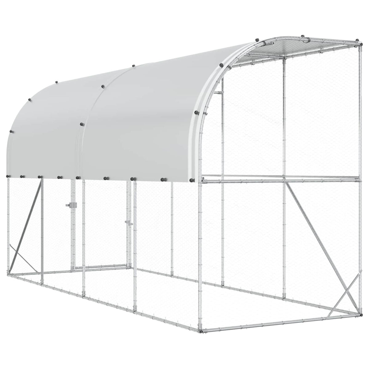 Against Wall Chicken Coop Silver 400 x 100 x 215 cm