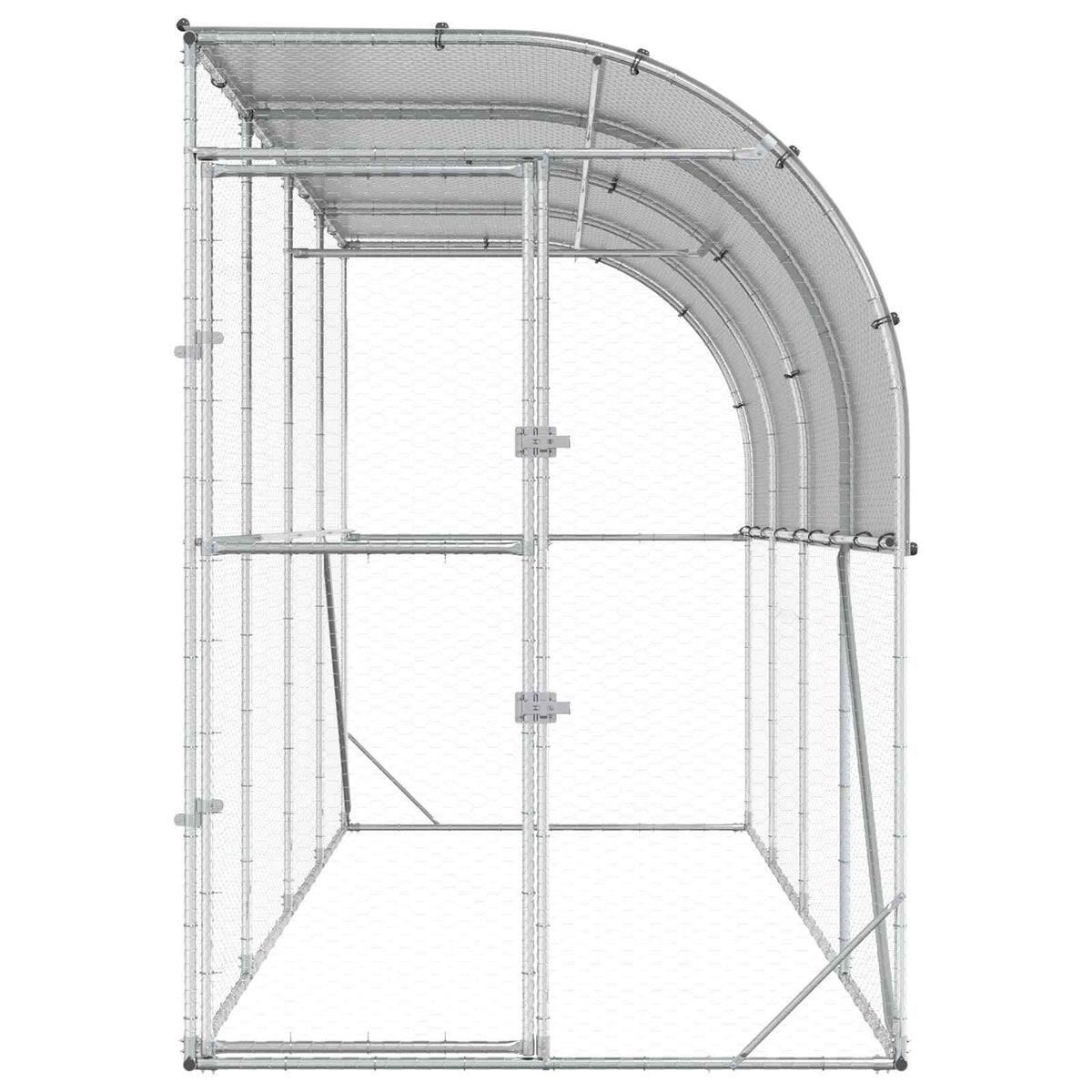 Against Wall Chicken Coop Silver 400 x 100 x 215 cm