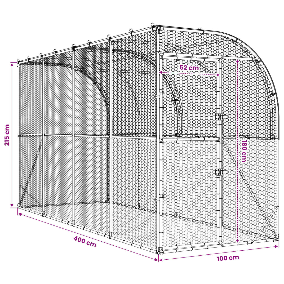 Against Wall Chicken Coop Silver 400 x 100 x 215 cm